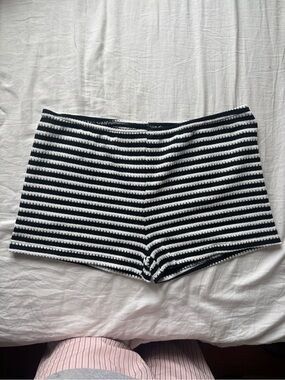 Women’s Black & White Striped Knit Shorts